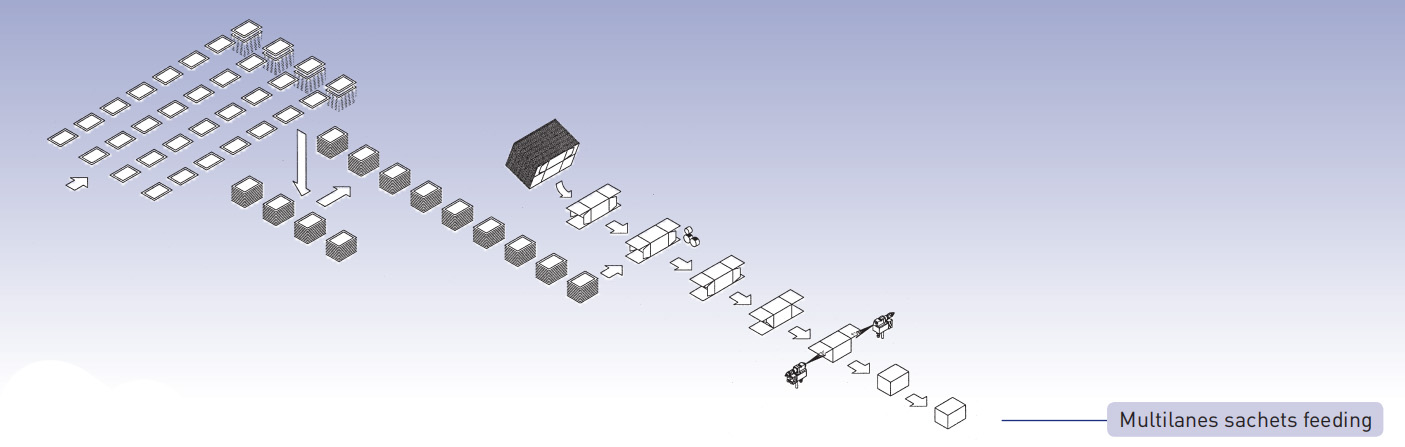 mesin cartoning Multilanes sachet makan